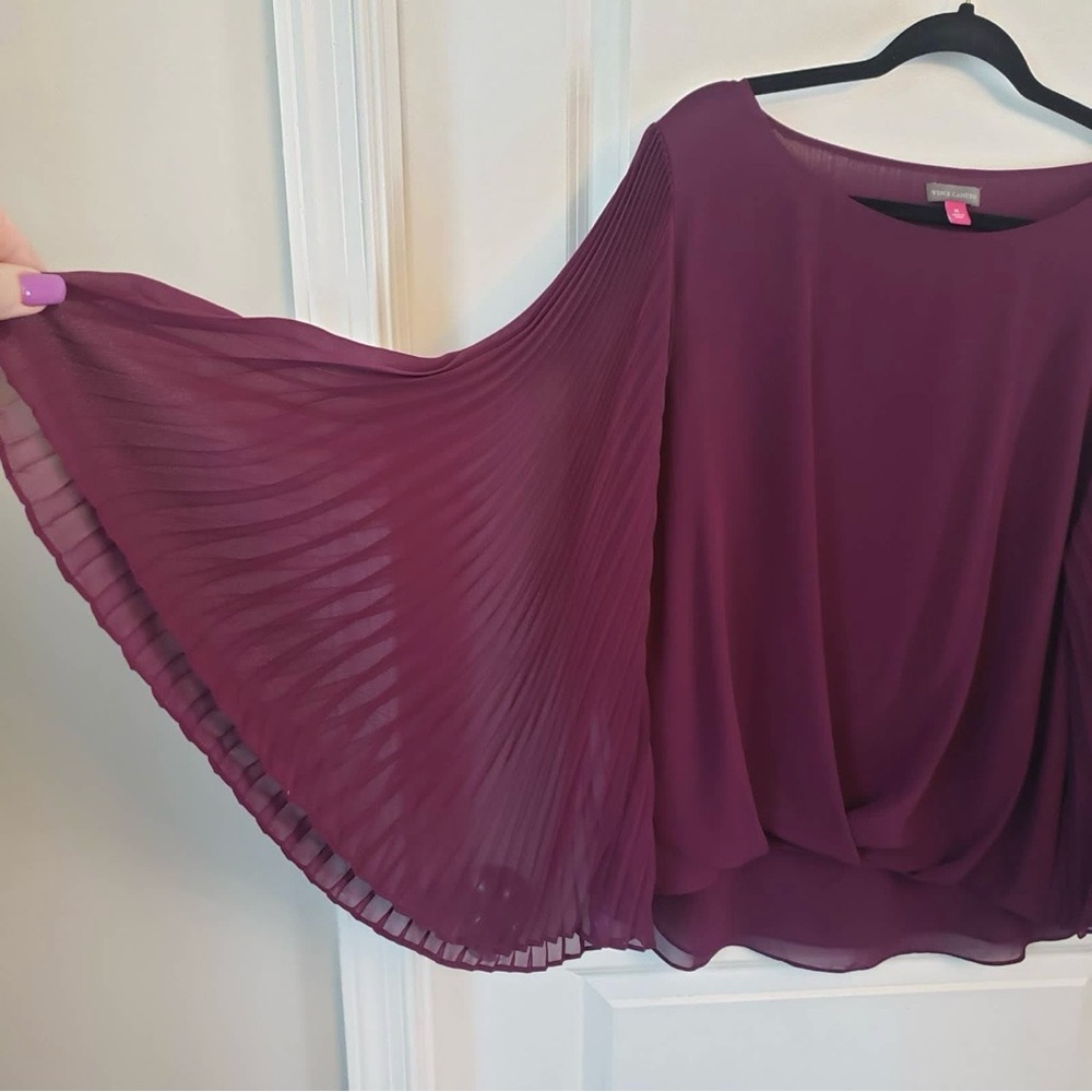 Vince Camuto Pleated Sleeve Blouse - Plum